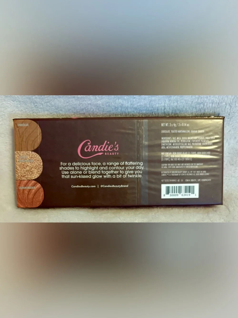 Candie's Beauty Contour Palette - Pink Logo on Brown Packaging